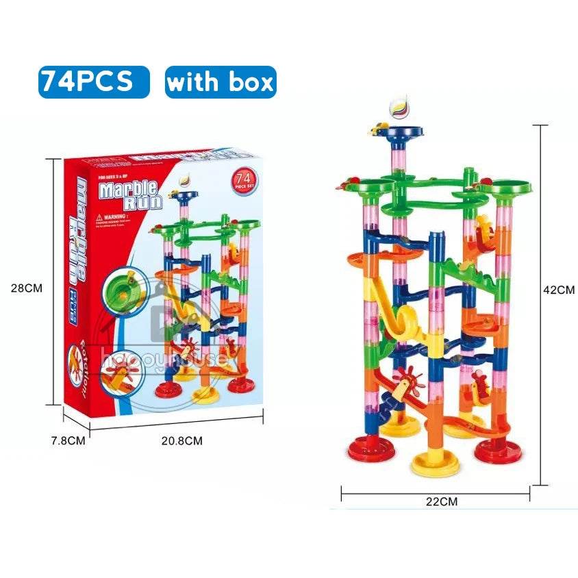 Marble Run Race Track Building Blocks Kids 3D Maze Ball Roll Toy DIY Marble Run Race Coaster Set 80/105/109/133pc Christmas Gift - AIAZ