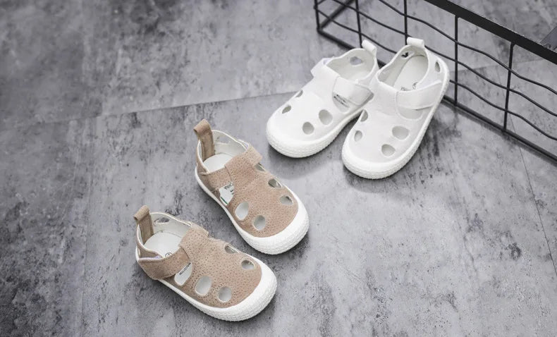Baby Boys Half Sandals Spring Summer Beach Shoes for Toddlers Kids Medium Children Half Sandals Hollow Breathable for Girls Soft