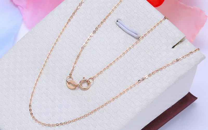 Sinya Hot Sale Promotion 18k Au750 Gold Necklace Clavicle Shine O Chain High Luster Good Quality for Women Ladies Girl DIY Use