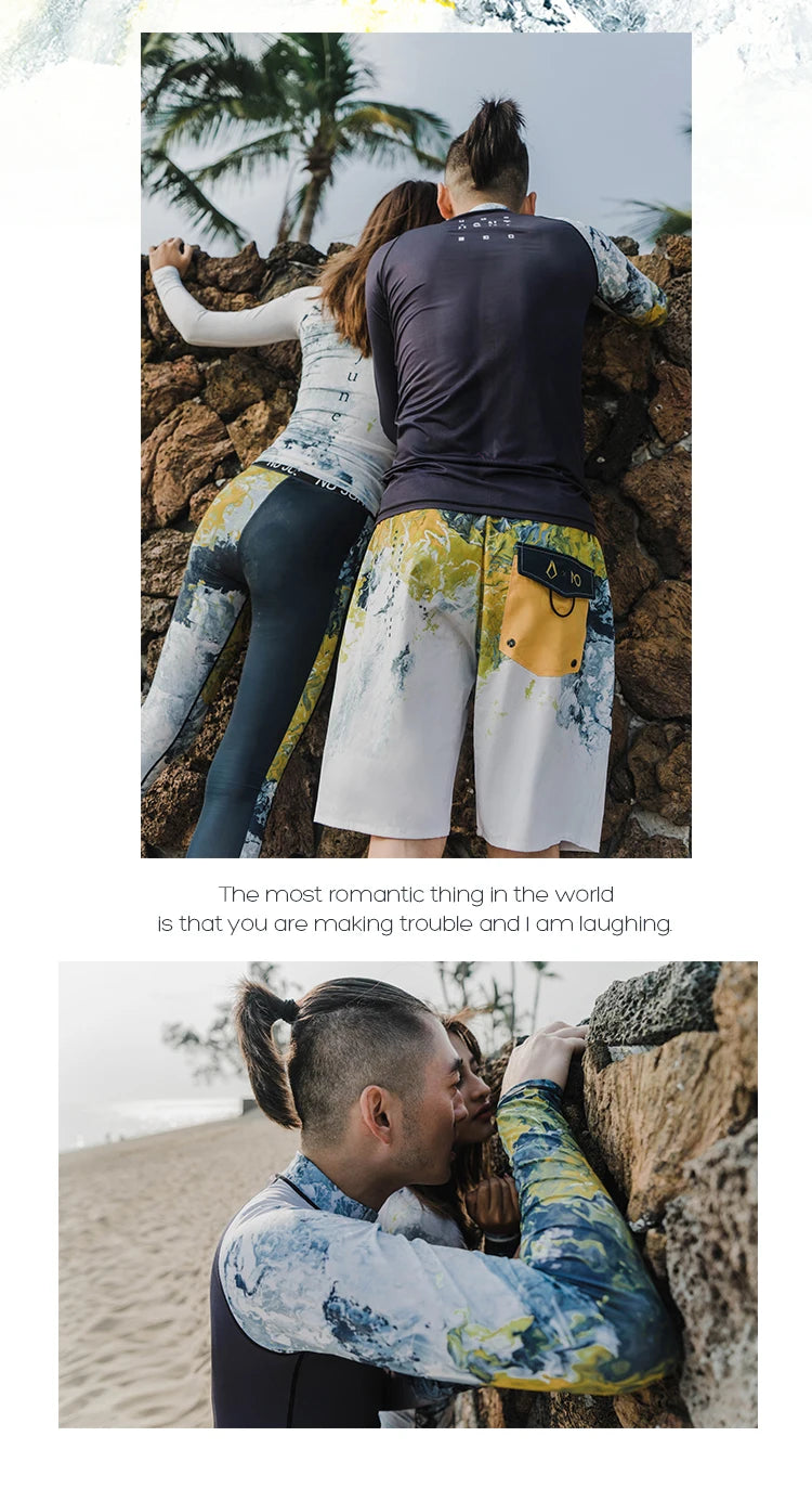 Nu-June Women Long Sleeve Rashguard Swimwear Print Surfing Top Diving Shirt Quick Dry Running Biking Rash Guard UPF50+ Swimsuit