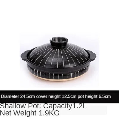 Ceramic Casserole Japanese Black Round 0.5-3L Multiple Size Cooking Pot Pan Household Kitchen Supplies Saucepan Cookware