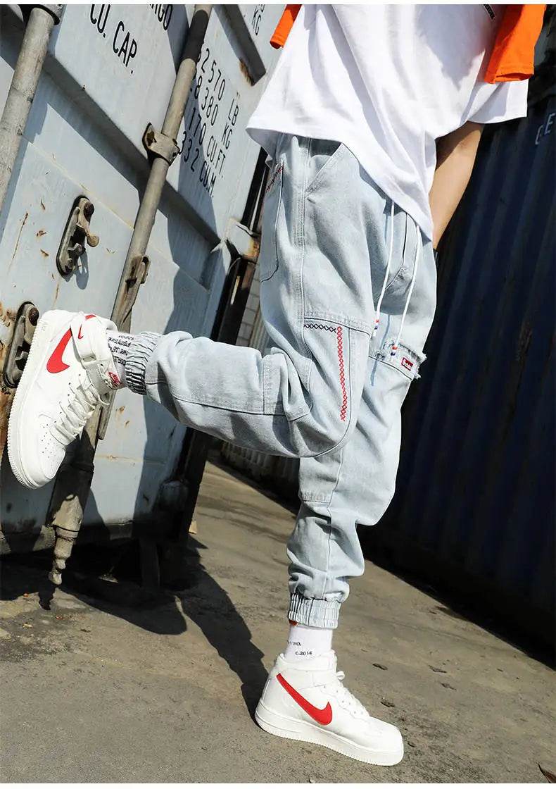 2025 New Streetwear Hip Hop Cargo Pants Men's Jeans Elastic Harun Joggers In Autumn and Spring Men ClothIng - AIAZ