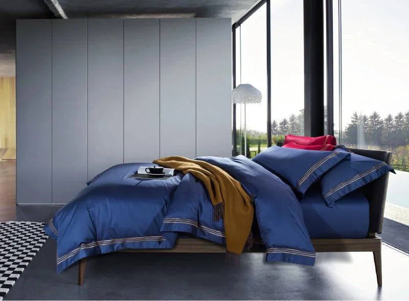 120s long-staple cotton satin cotton light luxury quilt cover four-piece high-end hotel European-style cotton bedding