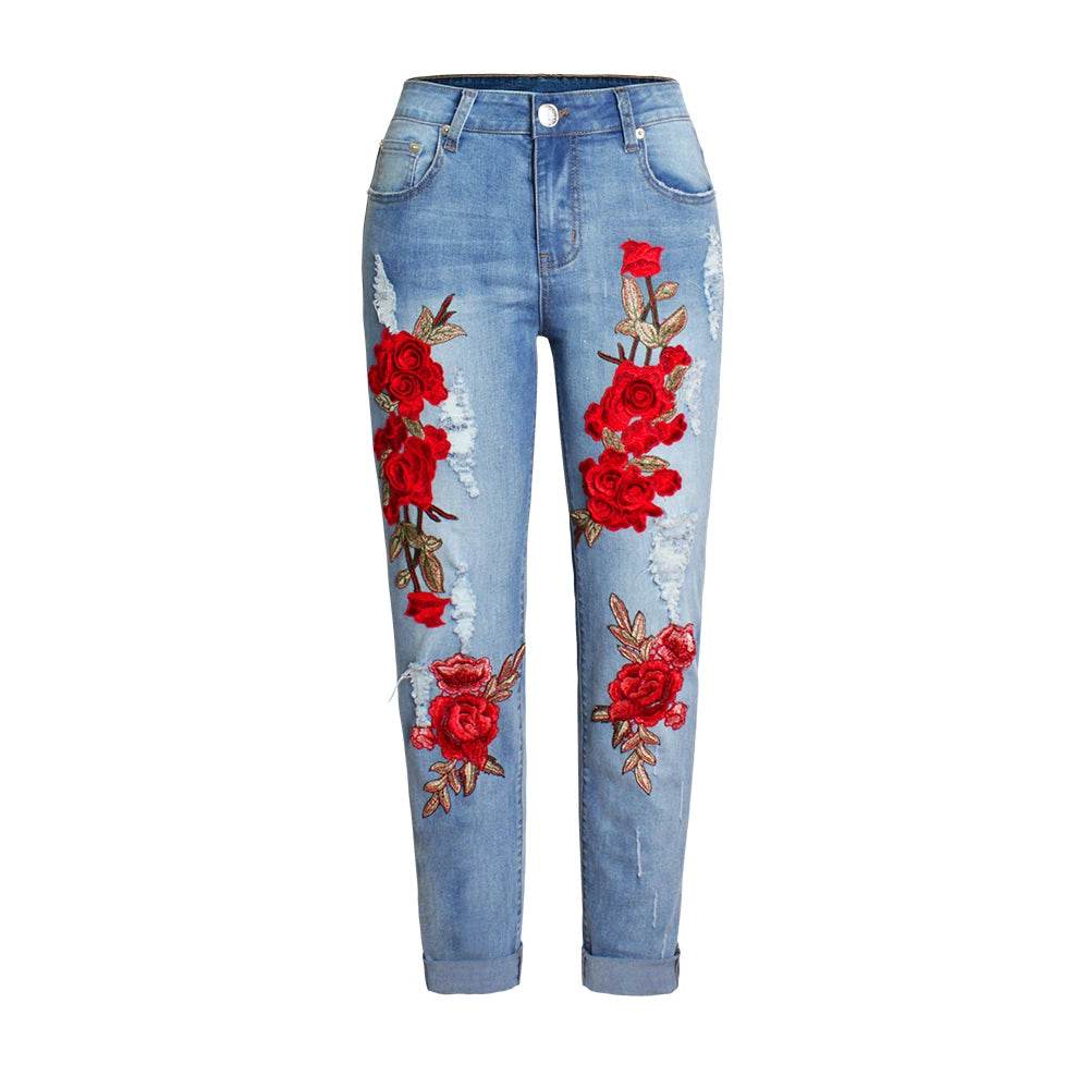 Sexy Embroidery fashion streetwear women mom jeans woman jean stacked pants boyfriend baggy jeans vintage clothes denim trousers - AIAZ