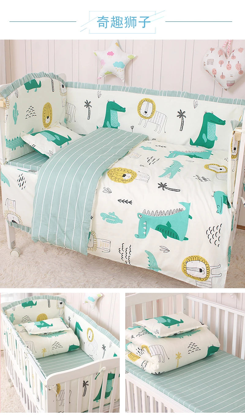 6/9pcs Elephant Baby Bedding Set Cotton Bedroom Decor Baby Girl Boy Crib Bed Linens Bed Bumper 120*60/120*70cm