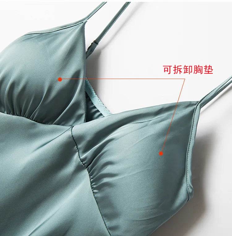 Pajamas for Women Pijama Mujer 4 Piece Set Sexy Ladies Pyjama Sleepwear Women Pajama Sets Sleep Lounge with Chest Pads Home Wear - AIAZ