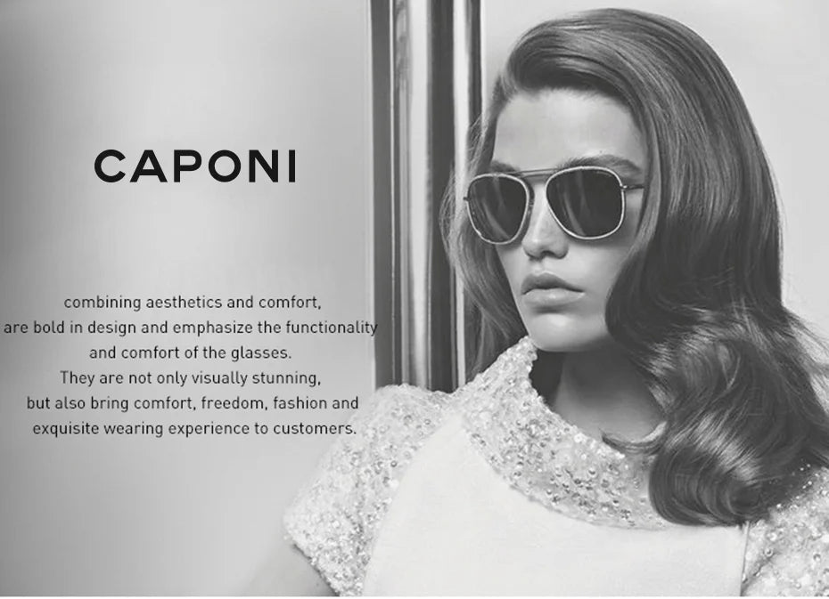 CAPONI Prescription Glasses Women Myopia Retro Light Weight Computer Anti Blue Light Glasses Photochromic Eyes Glasses PJ34022