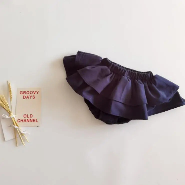 Double Layers Ruffles Lace Baby Skirt Pants Summer Cotton Linen Kids Pettiskirt Toddler Dancing Wedding Clothing Tutu Skirt