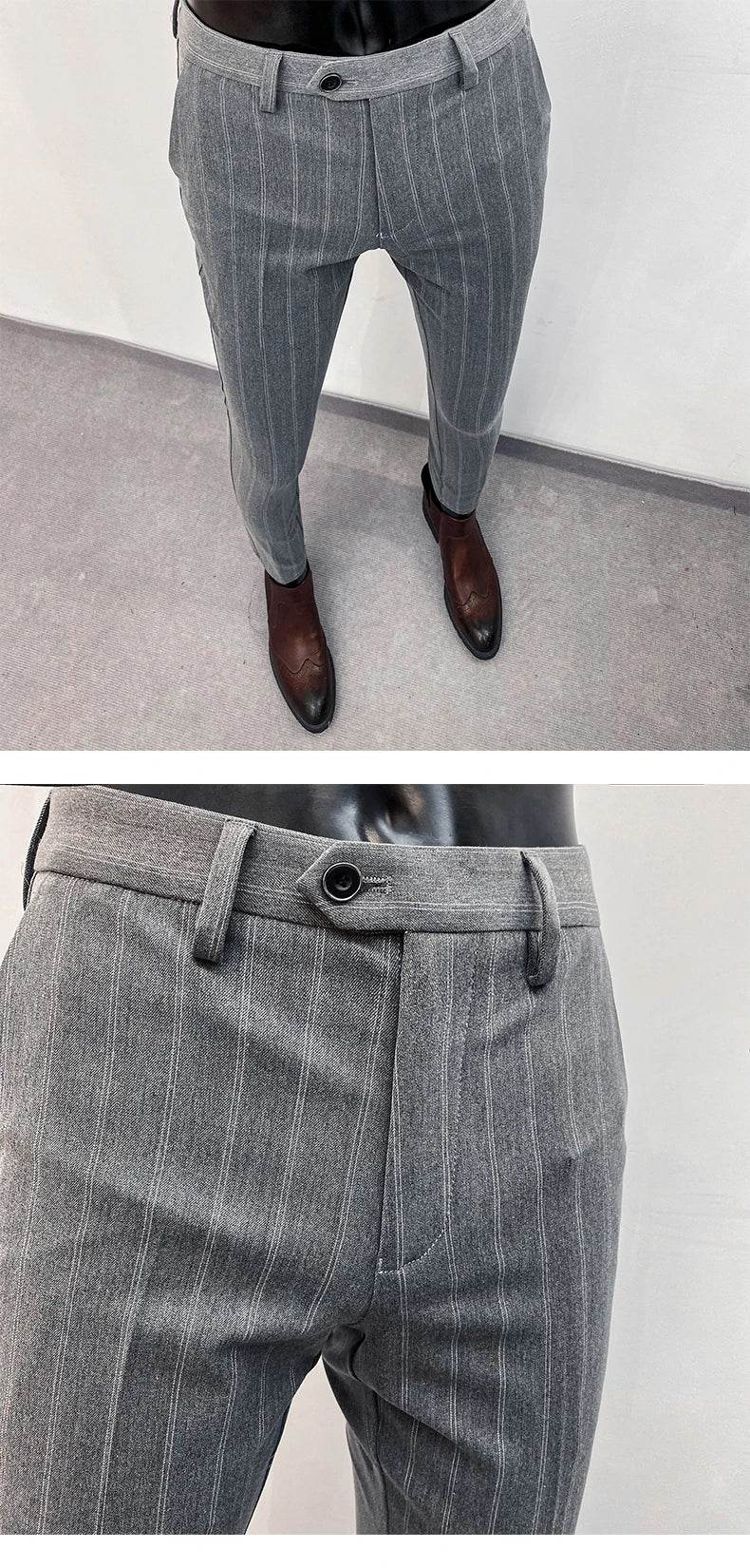 Men Suit Pants Formal Trousers Pantalone Hombre Stretch Slim Solid Color Casual Dress Full Length Pants Fashion New Men Clothing - AIAZ