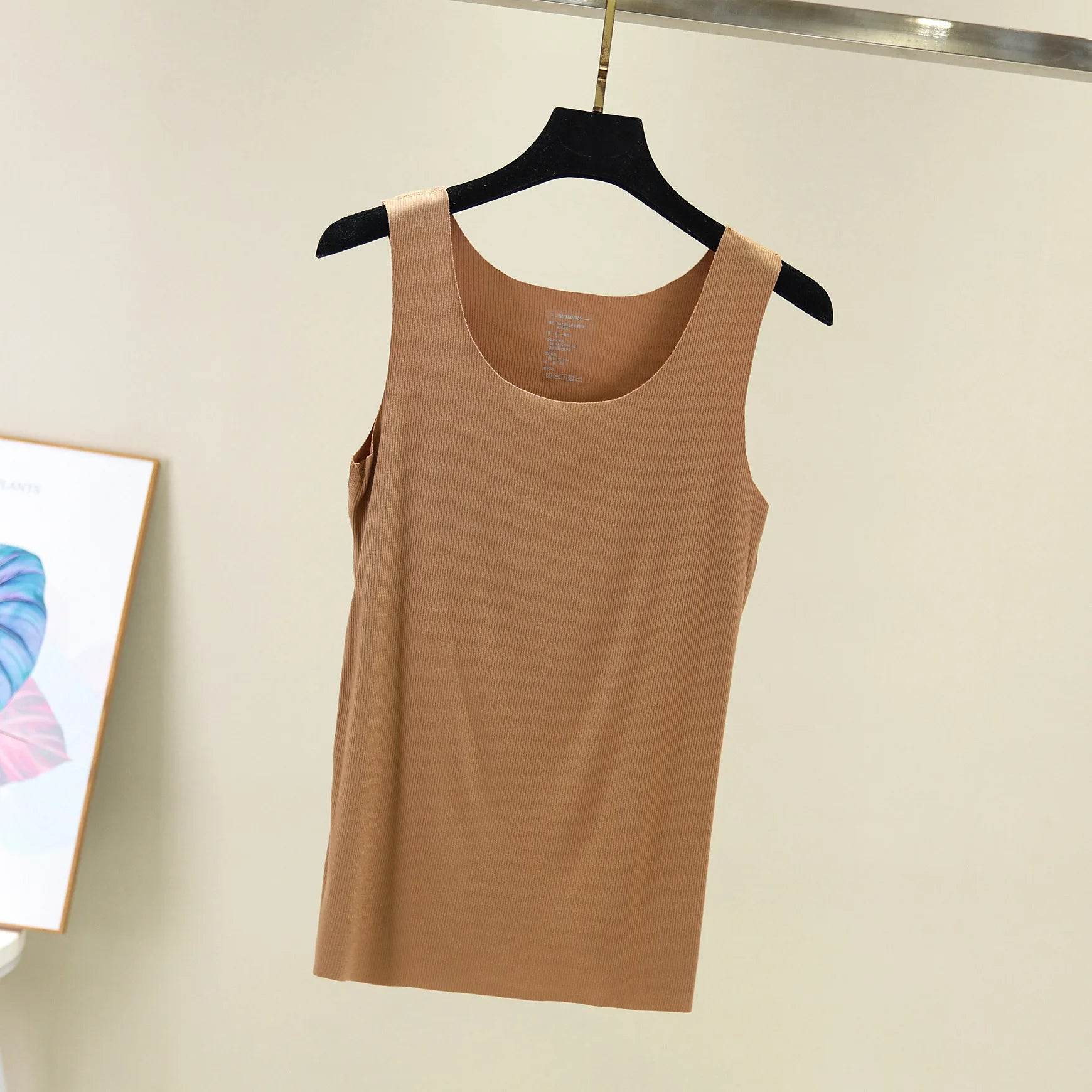 2021 Summer Women seamless Tank Tops O-Neck Casual Sleeveless Vest basic Tee Tops - AIAZ