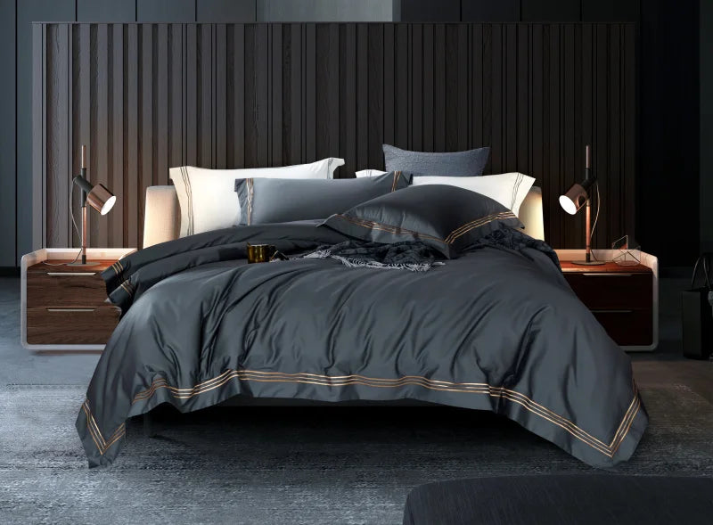 120s long-staple cotton satin cotton light luxury quilt cover four-piece high-end hotel European-style cotton bedding