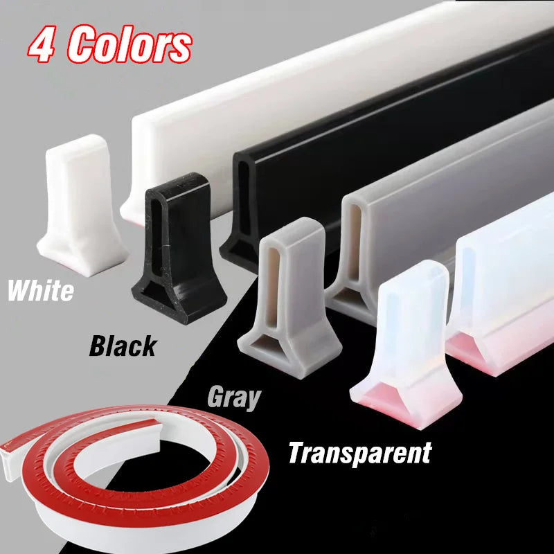 New 50mm Height Silicone Bathroom Water Stopper Barrier Non-slip Dry and Wet Separation Bendable Strip Sink Water Splash Guard