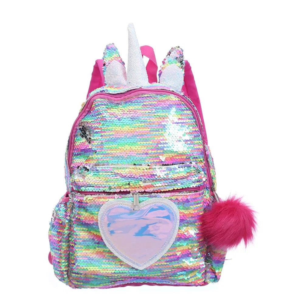 3pcs/set Sequins Unicorn Backpack Fashion Girl Glitter School Book Bag Girls Cute Hologram Laser PU Leather Travel Backpacks - AIAZ