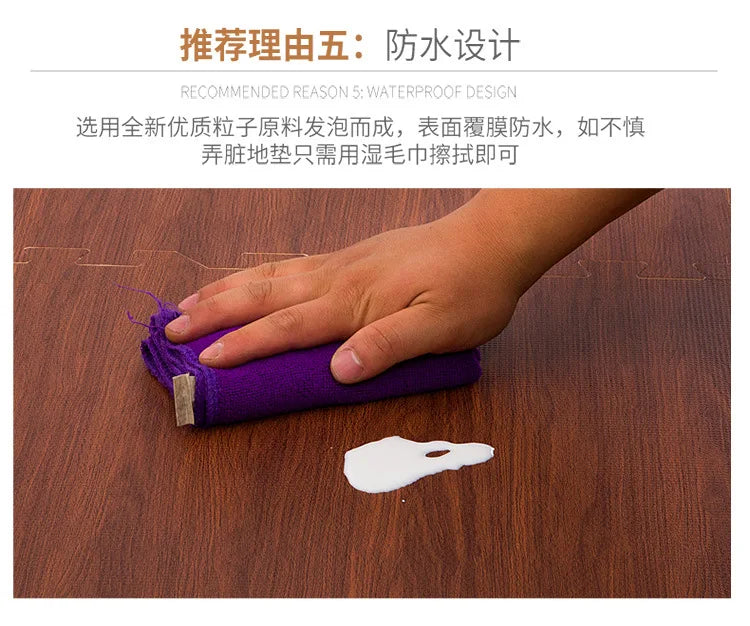 Wooden Baby EVA Foam Play Gym Puzzle Mat Interlocking Exercise Tiles Crawling Carpet for Kids Game Activity Soft Floor 30x30x1cm