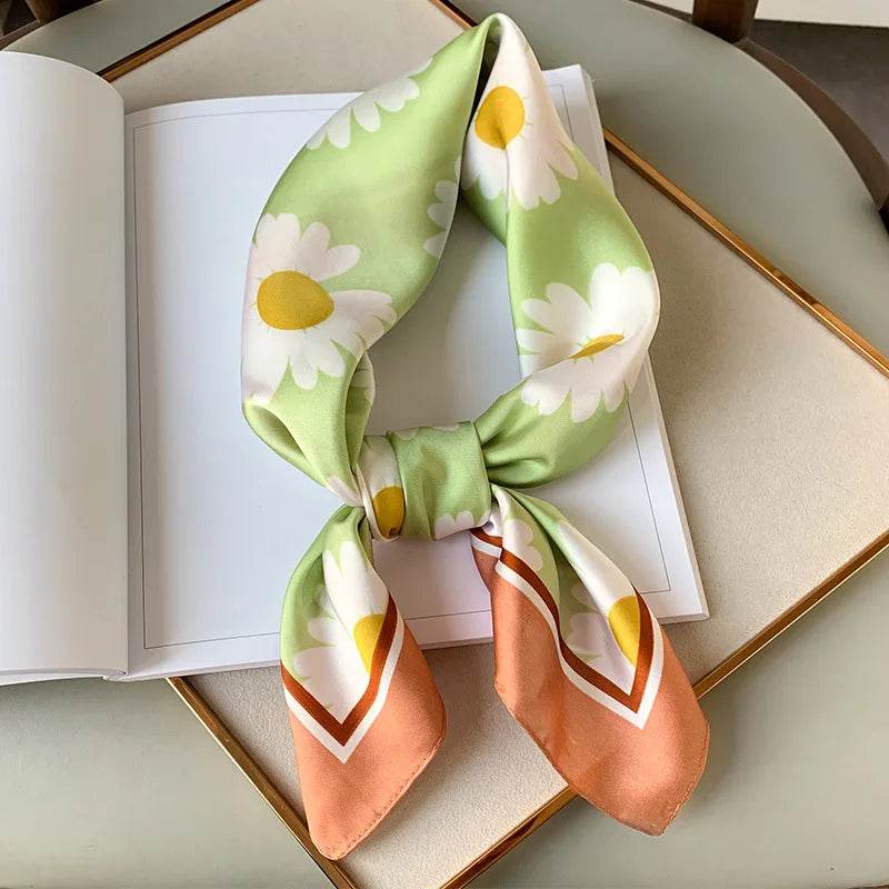 Fashion Scarves for Women Shawl Print Silk Satin Hijab Scarf Female Bandana 70*70cm Luxury Brand Square Shawls Scarfs For Ladies - AIAZ
