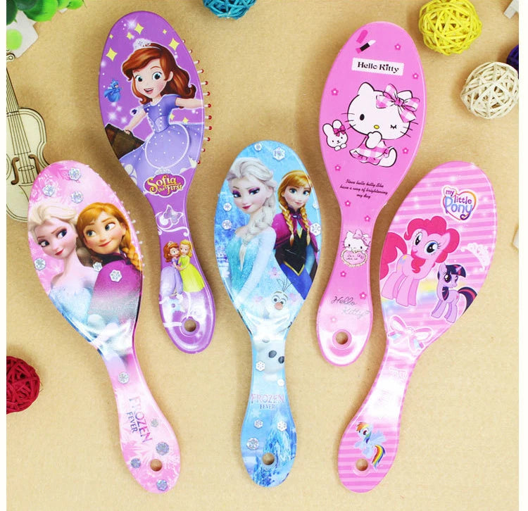 Princess Minnie Frozen Comb Cartoon Cute Beauty fashion toys Curly Hair Brush Combs Anti-static Brush Comb Disney