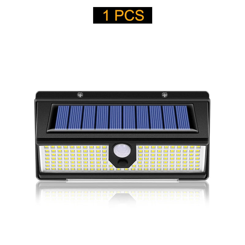 solar led light outdoor garden decoration 190led Lights With 4 working mode IP65 waterproof Solar Motion Sensor Wall Lamps