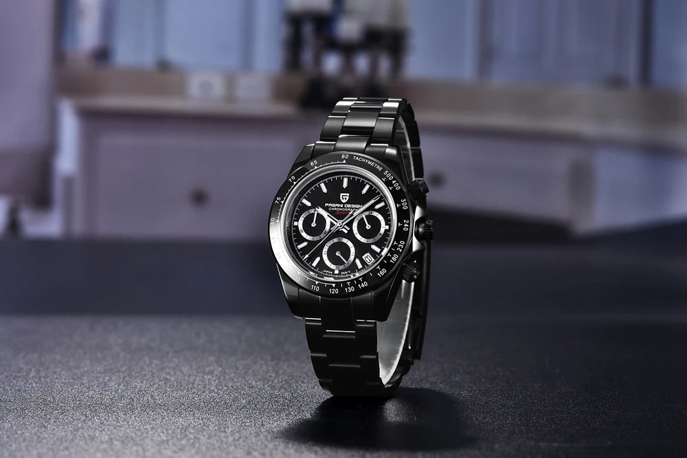 PAGANI DESIGN 2025 New Black Mens Watches Brand Luxury Quartz Watch For Men Chronograph Sports Waterproof Luminous Reloj Hombre