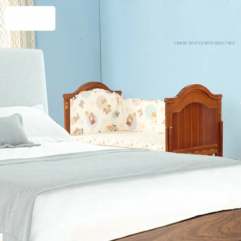 6 in 1 Convertible Crib and Changer, Multifunctional Pine Wood Baby Bed, 115*67*104CM, Newborn Cradle Cot