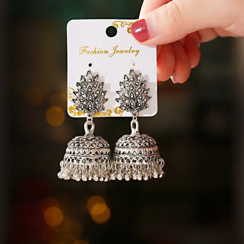 Boho Afghan Ethnic Drop Earrings For Women Pendient Gold Color Gyspy Silver Color Bell Ladies Indian Earring Jewelry