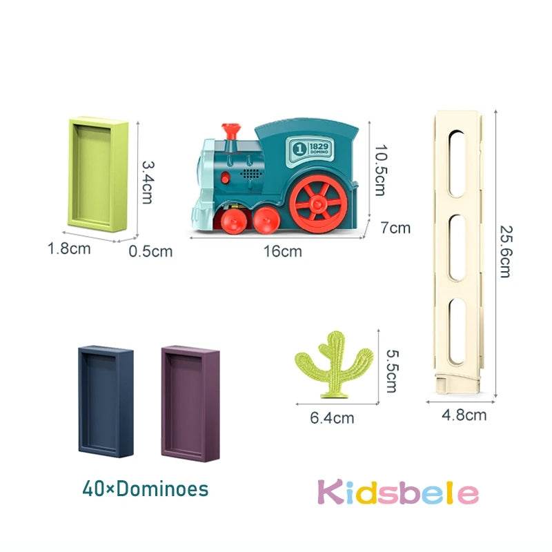 Kids Electric Domino Train Car Set Sound & Light Automatic Laying Dominoes Brick Blocks Game Educational Christmas Gift Kids Toy - AIAZ