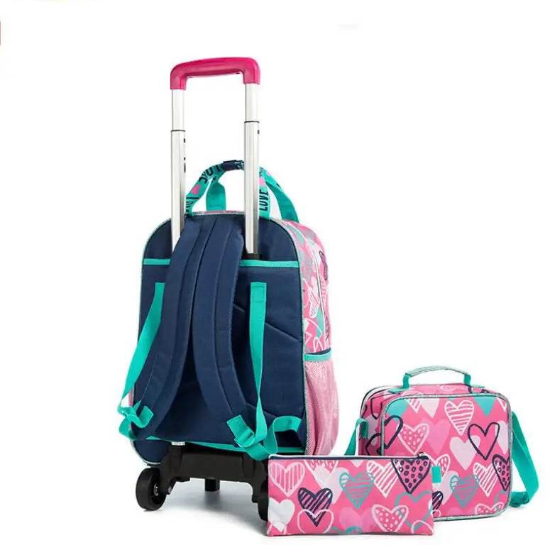 School Wheeled backpack Bag School bag with wheels Trolley Satchel bag Kids School Rolling backpack for girls School Trolley Bag - AIAZ