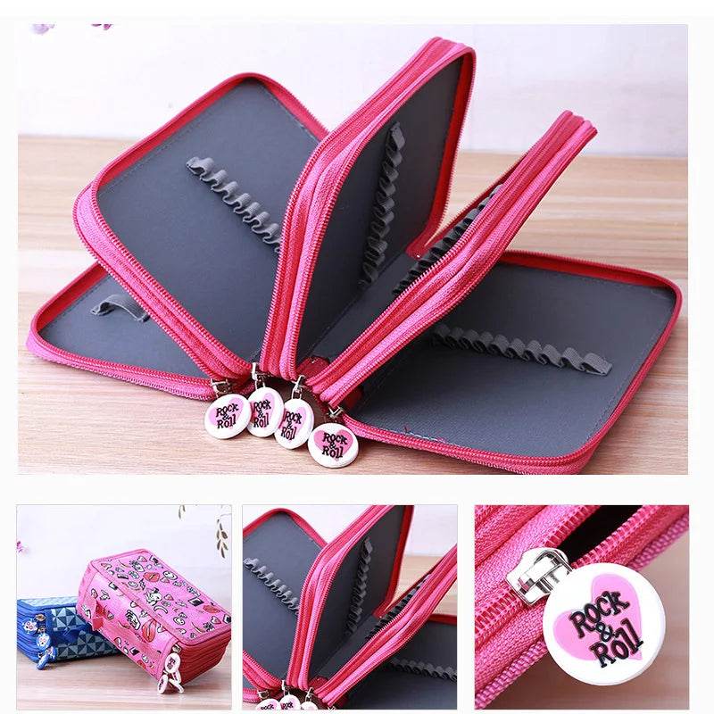 School Pencil Case Supplies Kit 36/48/72 Slot Stationery Pencilcase for Girls Compartment Pen Box Large Cartridge Bag Acsesories - AIAZ