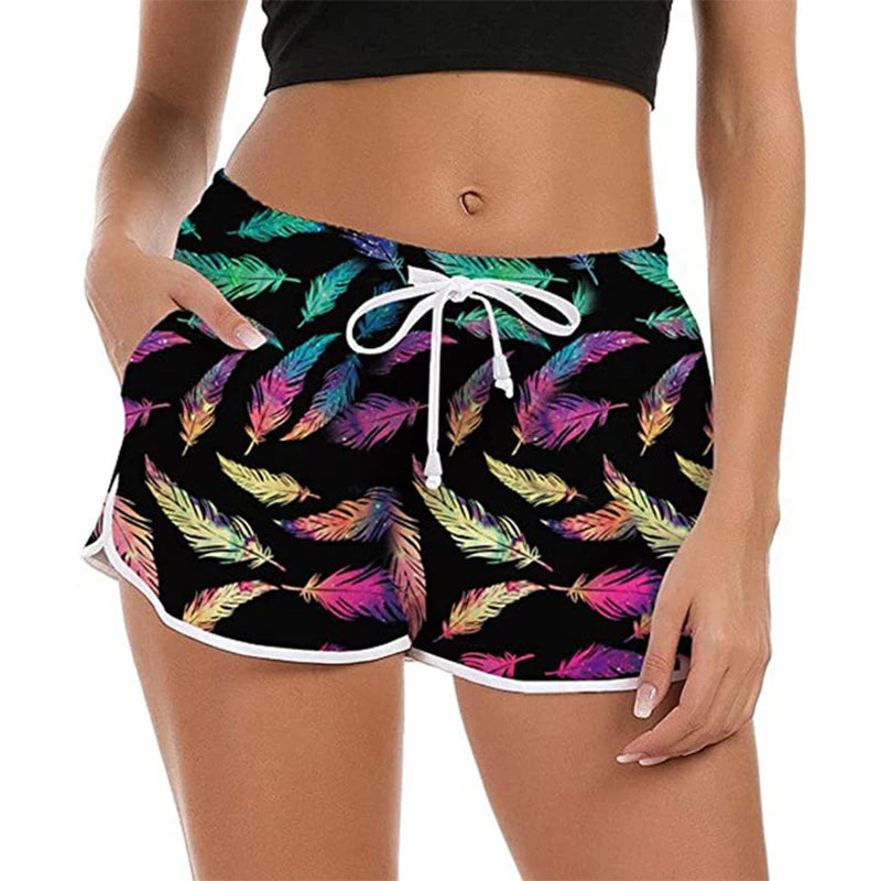 Quick Dry Swim Shorts Women Summer Beach Gym Shorts Mujer Sexy Sport Loose Surf Swimwear Athletic Running Board Short Pant Woman