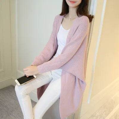 2023 Long Cardigan Women Sweater Autumn Winter Bat Sleeve Knitted Sweater Femme Jacket Loose Ladies Sweaters Cardigans New - AIAZ