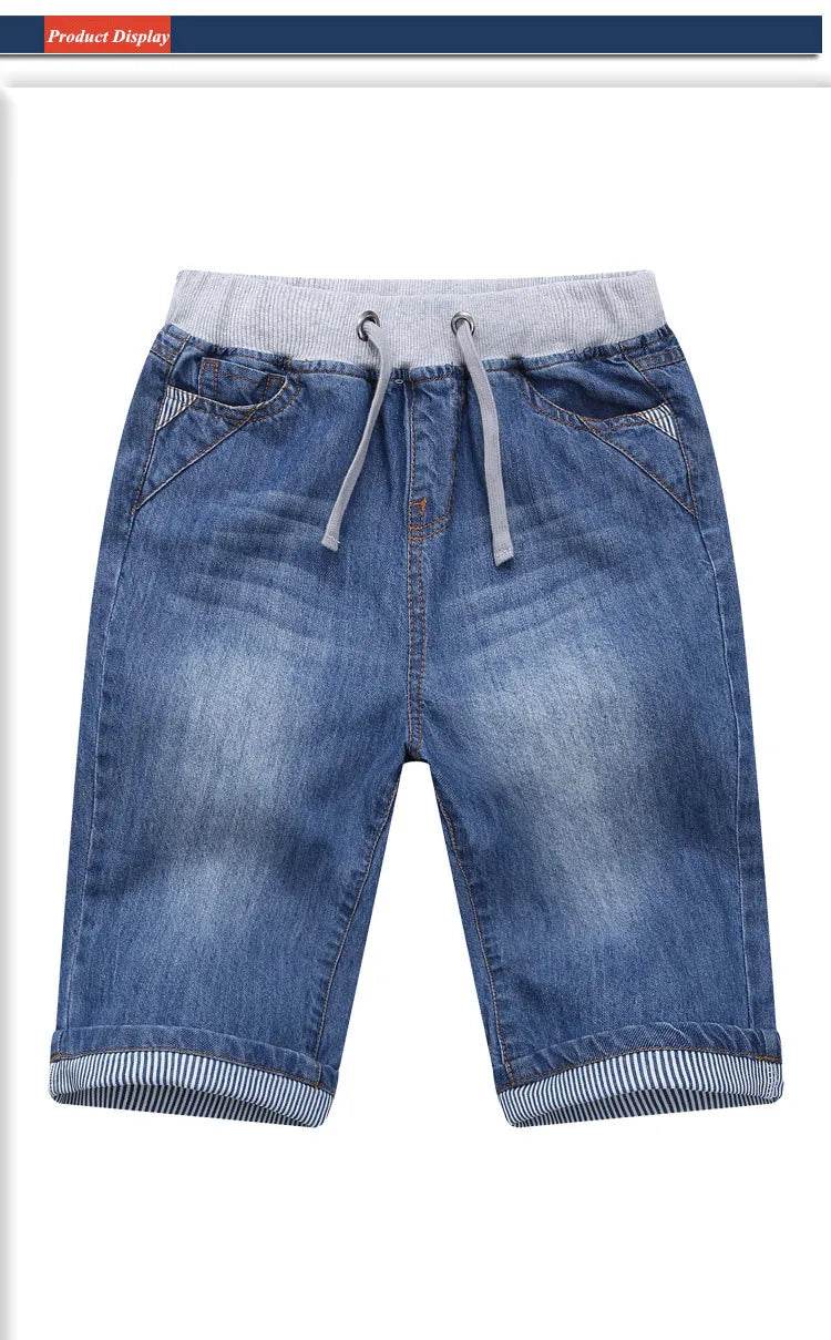 Boys Jean Shorts 2024 Summer Brand Design Printing Embroidery Lattice Kids Denim Shorts For Teen Boys 2-14Years Wear DWQ101 - AIAZ