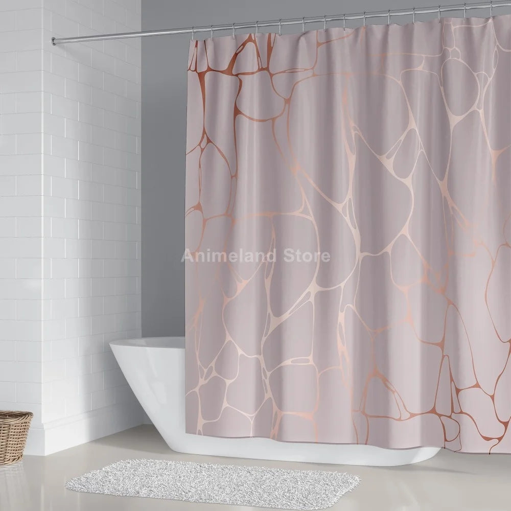 Pink Crack Shower Curtains Fashion Bathroom Curtain Bath Sets Toilet Cover Mat Non-Slip Washroom Rug Set Modern 180x180cm Hot