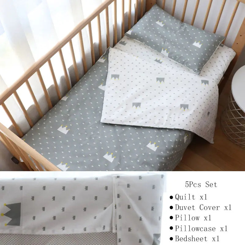 Baby Bedding Set Nordic Striped Star Crib Bedding Set With Bumper Cotton Soft Baby Bed Linen Items For Newborns Nursery Decor