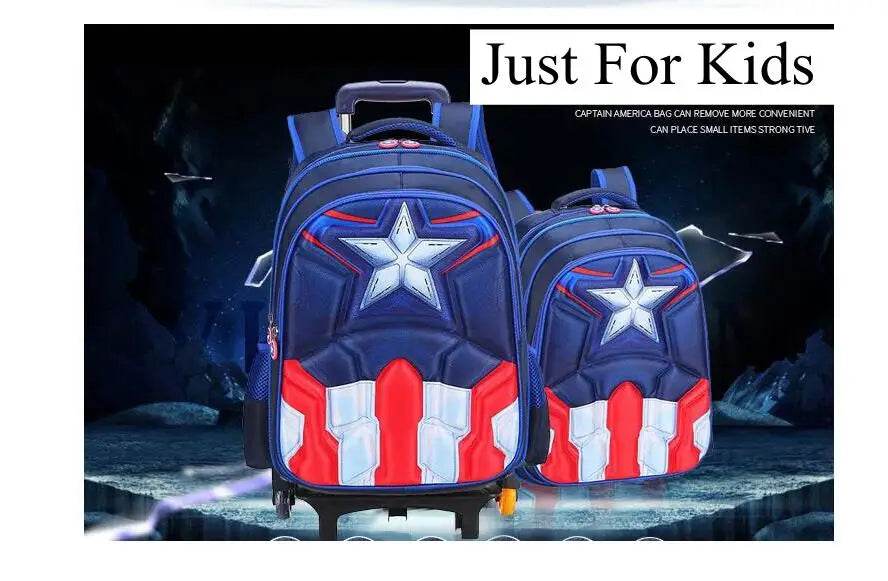 School Troilley Bag Set for boys School Trolley Backpack Set Lunch Bag School Wheeled Backpack for boys School Bookbag Rucksacks - AIAZ
