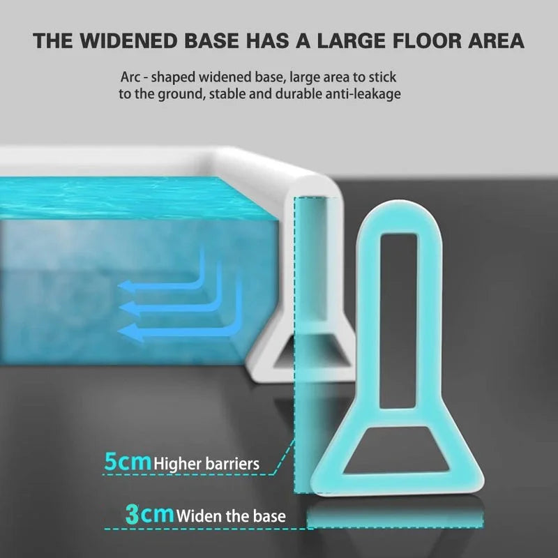 New 50mm Height Silicone Bathroom Water Stopper Barrier Non-slip Dry and Wet Separation Bendable Strip Sink Water Splash Guard