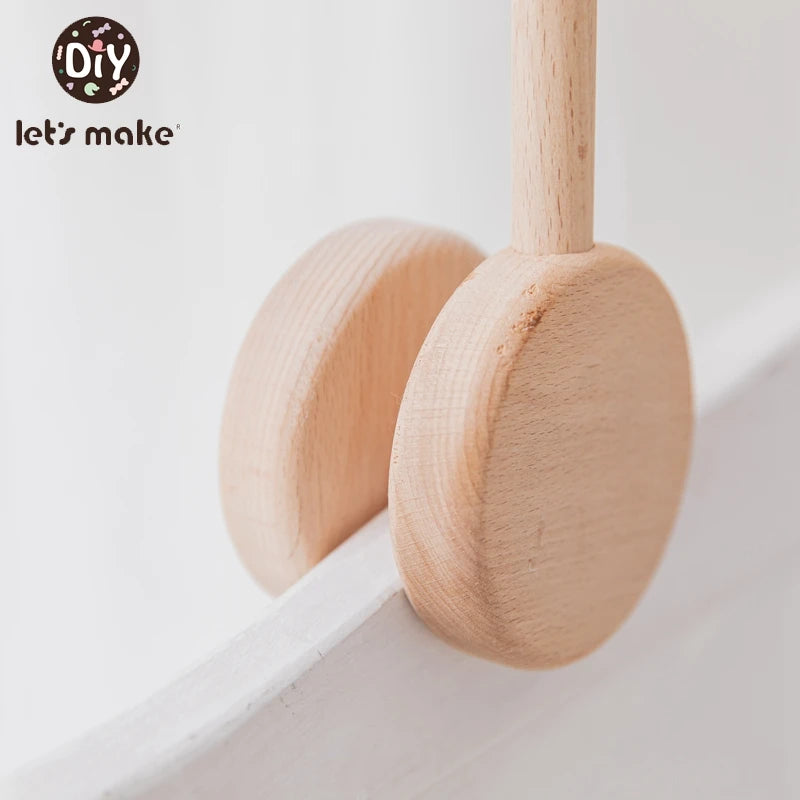 3pc/set Baby Wooden Bed Bell Bracket Mobile Hanging Rattles Toy Hanger Baby Crib Mobile Bed Bell Wood Toy Holder Arm Bracket