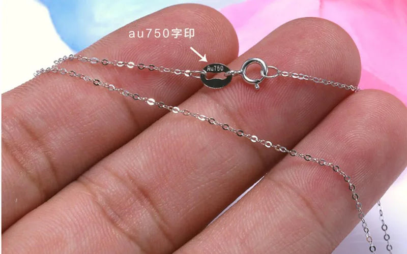 Sinya Hot Sale Promotion 18k Au750 Gold Necklace Clavicle Shine O Chain High Luster Good Quality for Women Ladies Girl DIY Use