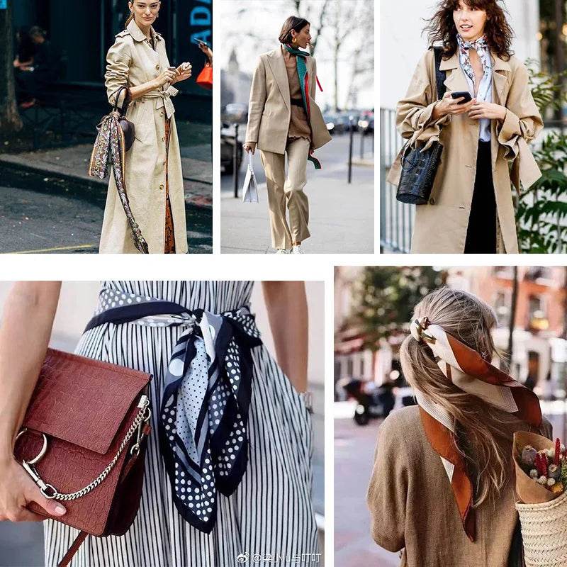 Fashion Scarves for Women Shawl Print Silk Satin Hijab Scarf Female Bandana 70*70cm Luxury Brand Square Shawls Scarfs For Ladies - AIAZ