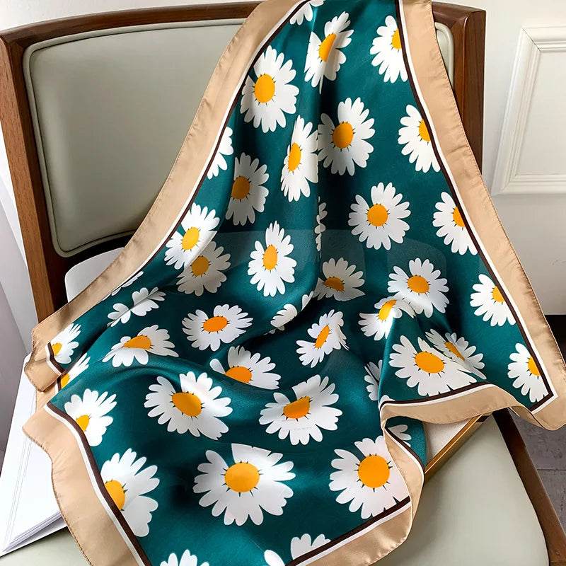 Fashion Scarves for Women Shawl Print Silk Satin Hijab Scarf Female Bandana 70*70cm Luxury Brand Square Shawls Scarfs For Ladies - AIAZ