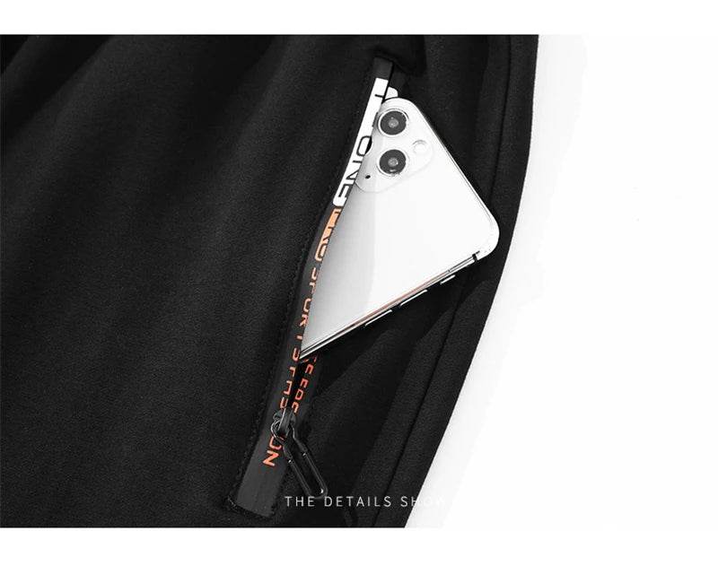 2025 Autumn Men's Sport Pants Casual Knitted Trousers With Zipper Pockets Solid Color Jogger pants Male pantalon chandal hombre - AIAZ