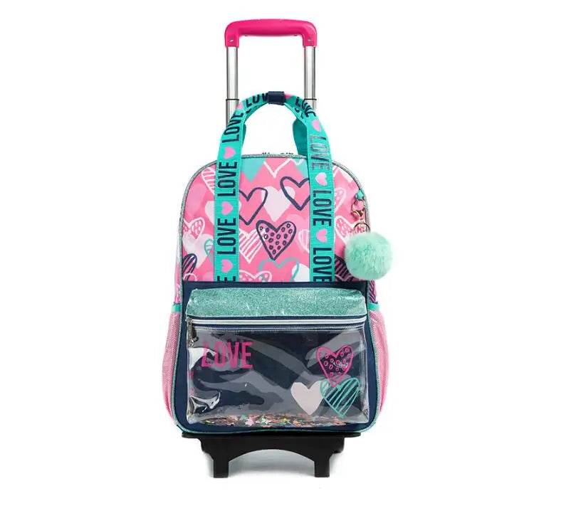 School Wheeled backpack Bag School bag with wheels Trolley Satchel bag Kids School Rolling backpack for girls School Trolley Bag - AIAZ