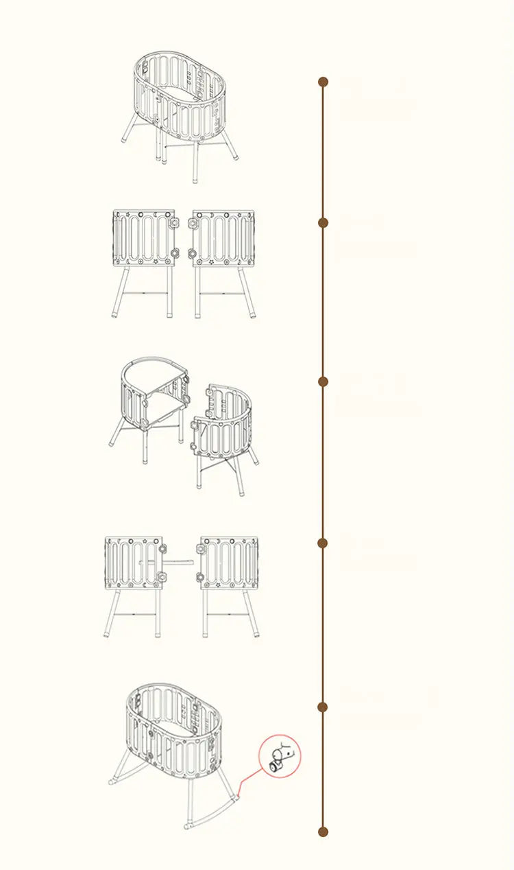 White Color Newborn Baby Bed, Can Split To Two Chairs, Multifunctional Infant Rocking Cradle Kids Crib