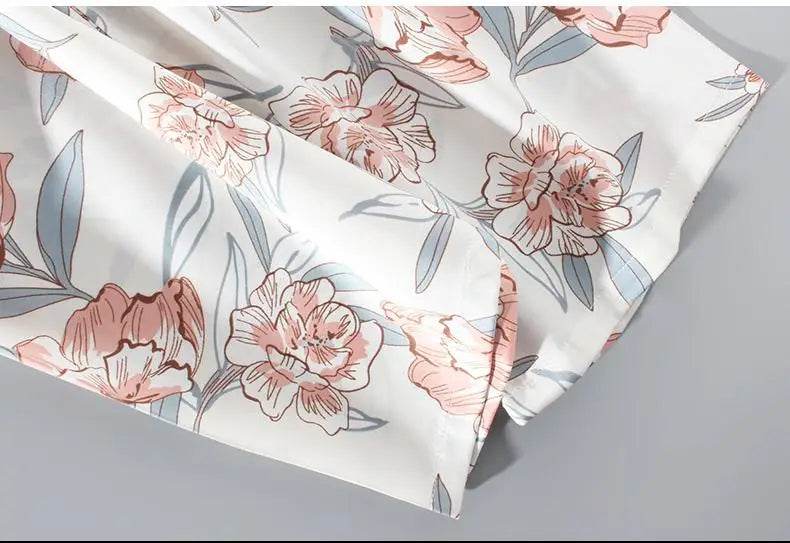 Pajamas Set Women Sleepwear Casual Satin Robe Suit Nightwear Lounge Wear V-neck Soft Pyjamas Kimono Bathrobe Gown Lingerie - AIAZ