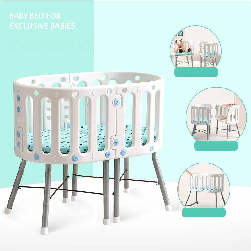 White Color Newborn Baby Bed, Can Split To Two Chairs, Multifunctional Infant Rocking Cradle Kids Crib