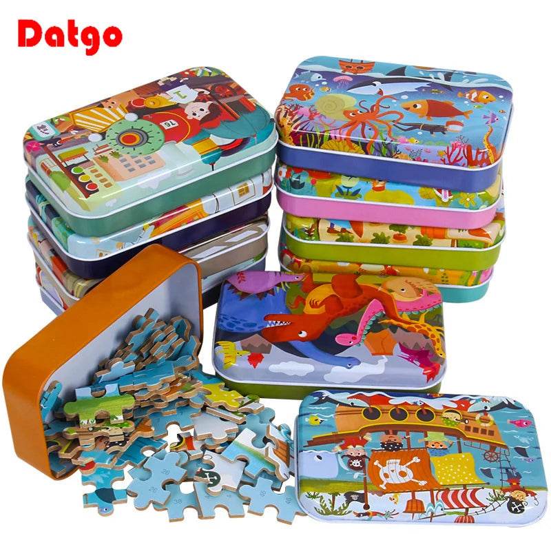 Hot New 60 Pieces Wooden Puzzle Toys for Children Cartoon Vehicle Animal Wood Jigsaw Baby Learning Educational Toy Kids Gift - AIAZ