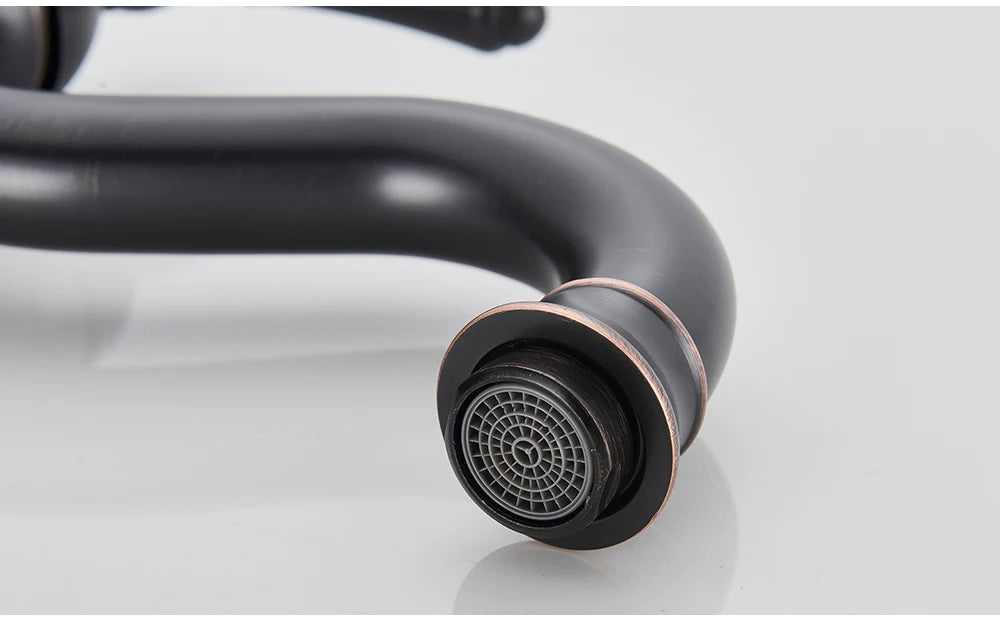 POIQIHY Antique Brass Basin Vessel Sink Faucet Deck Mounted One Hole Cold Hot Water Cold Hot Mixer Tap Bathroom Faucet  1 Hole