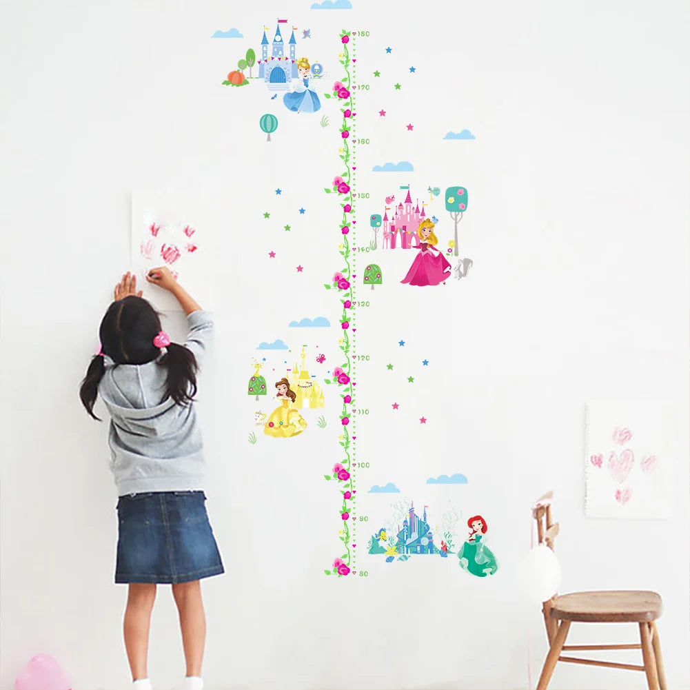 lovely castle Princess Wall Stickers For Kids Room Height Measure fairy tale Cartoon DIY Decoration Girl's Room Decoration gift
