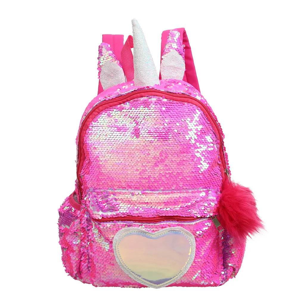3pcs/set Sequins Unicorn Backpack Fashion Girl Glitter School Book Bag Girls Cute Hologram Laser PU Leather Travel Backpacks - AIAZ