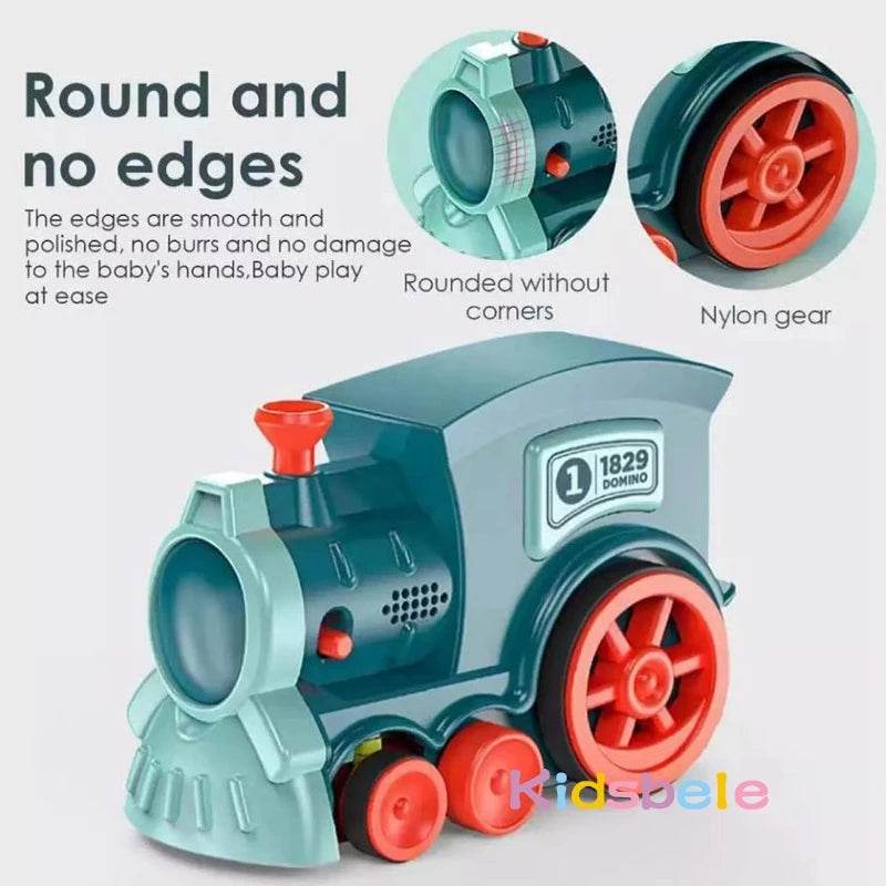Kids Electric Domino Train Car Set Sound & Light Automatic Laying Dominoes Brick Blocks Game Educational Christmas Gift Kids Toy - AIAZ