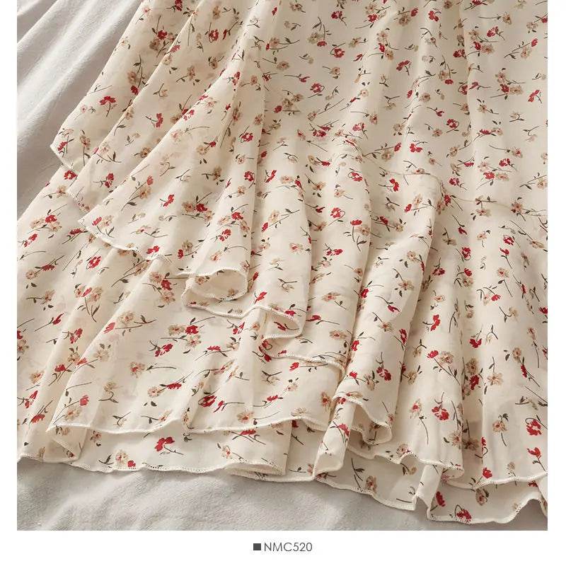 Skirts Women High Waist All-match Fashion Elegant Female Chiffon Flower Lovely Irregular Hem Ruffles Chic Streetwear Leisure - AIAZ