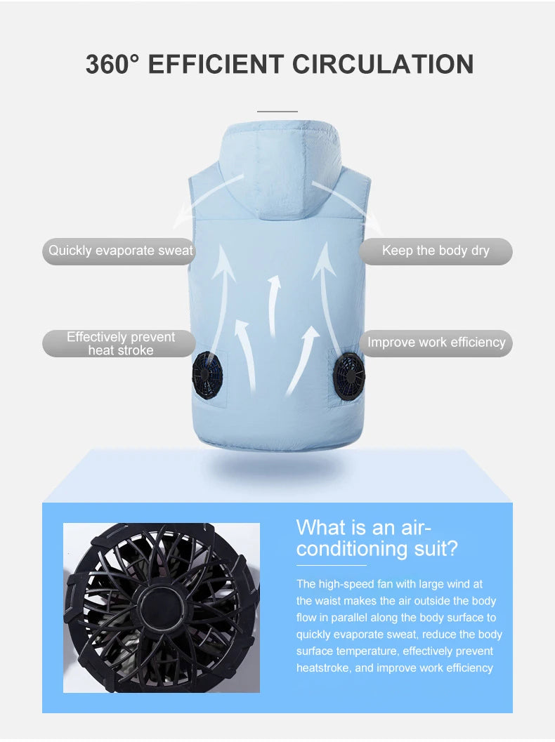 Summer Sport Fan Air Condition Cool Man Woman Travel Ultralight Brand Outdoor Vest Clothes Jacket Sun Windbreaker Fishing Worker